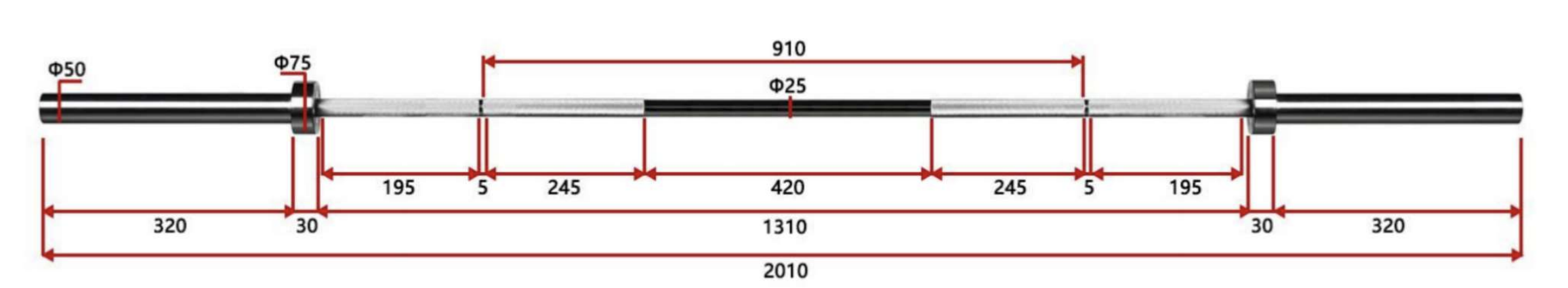 barre femme perf dimensions