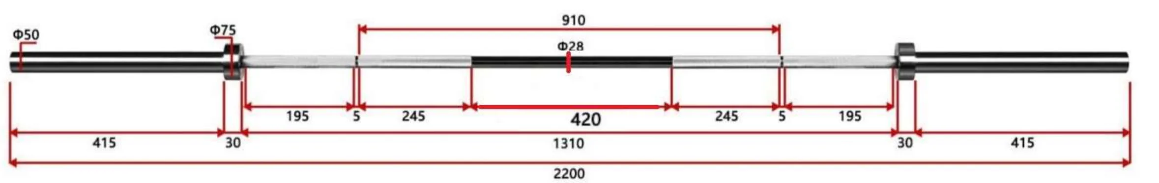 barre perf homme dimensions